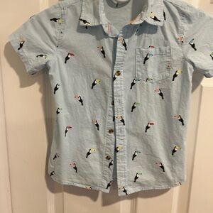 Light Blue Shirt with Toucan Print